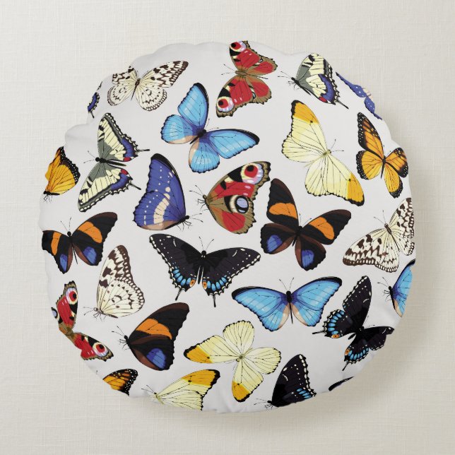 Realistisch  vlinders collectie. rond kussen (Voorkant)