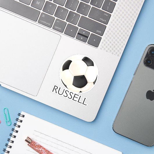 Realistisch Voetbal Sticker (Laptop met iPhone)