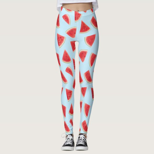 Realistisch watermeloenschijfje zomerpatroon leggings (Voorkant)
