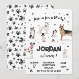 Realistisch Waterverf Honden Birthday Party, elke  Kaart