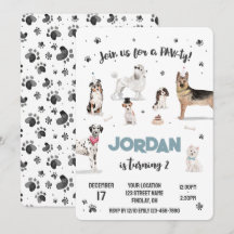 Realistisch Waterverf Honden Birthday Party, elke 