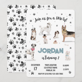 Realistisch Waterverf Honden Birthday Party, elke  Kaart