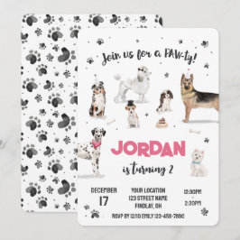 Realistisch Waterverf Honden Birthday Party, elke  Kaart