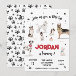 Realistisch Waterverf Honden Birthday Party, elke  Kaart