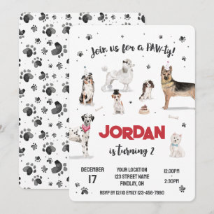 Realistisch Waterverf Honden Birthday Party, elke Kaart