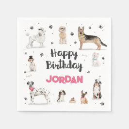 Realistisch Waterverf Honden Birthday Party, elke  Servet