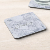 Realistisch White Faux Marble Stone Pattern Onderzetter (Linkerzijde)