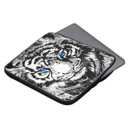 Realistisch White Tiger Head - Hoesje voor laptop  Sleeve
