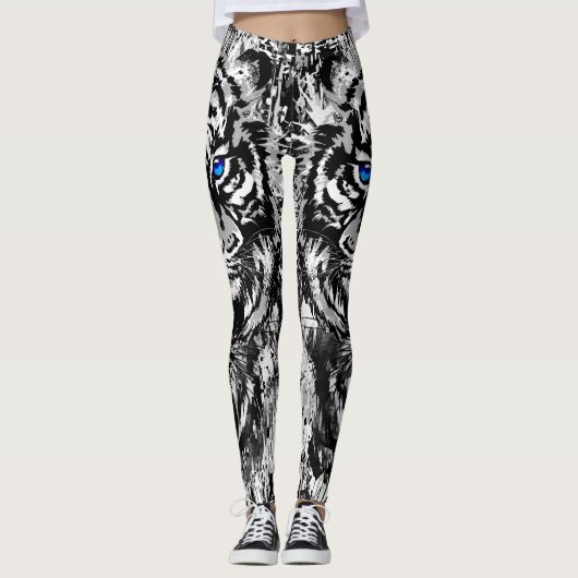 Realistisch White Tiger Head - Leggings van de Rep (Voorkant)