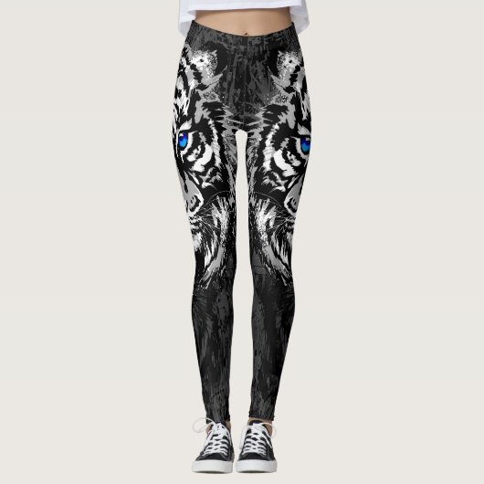 Realistisch White Tiger Head - Leggings van de Rep (Voorkant)