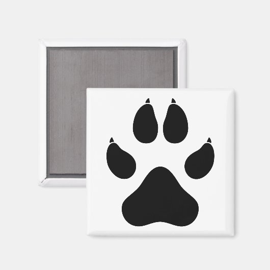 Realistisch Wolf Paw Print - zwart Magneet (Voorkant / Achterkant)
