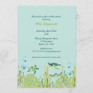 Realistisch Zee Turtle Baby shower of Birthday Par Kaart