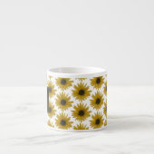 Realistisch Zonnebloem 3D Patroon Monogram Espresso Kop (Voorkant)