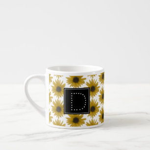Realistisch Zonnebloem 3D Patroon Monogram Espresso Kop
