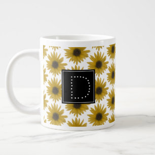 Realistisch Zonnebloem 3D Patroon Monogram Grote Koffiekop