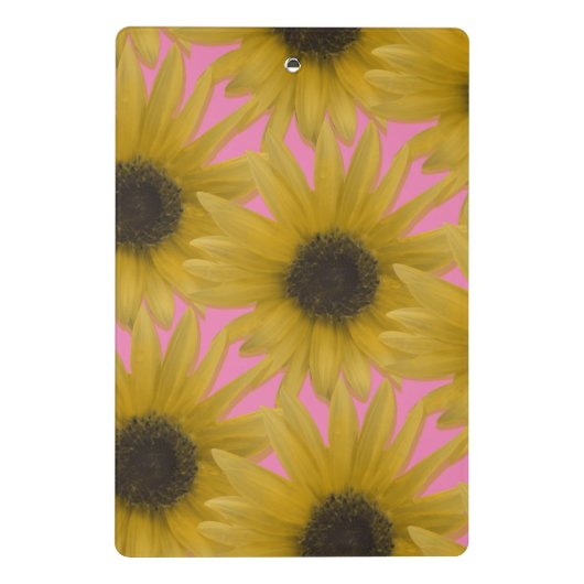 Realistisch zonnebloem Aangepaste monogram roze Mini Klembord (Achterkant)