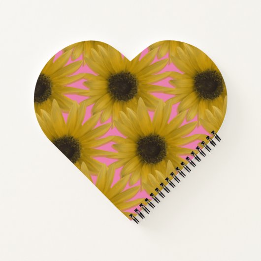 Realistisch zonnebloem Aangepaste monogram roze Notitieboek (Achterkant)