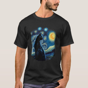 Realistisch zwart katje in de ruimte Jong poesje o T-shirt