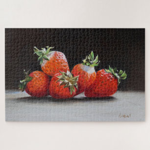 Realistische Aardbeien Stilleven Olie Schilderij Legpuzzel