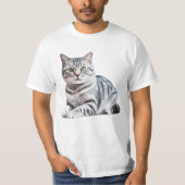 Realistische Amerikaanse Korthaar Print - Feline K T-shirt (Voorkant)