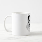 Realistische Arctic Fox Head Zwart-wit T-shirt Koffiemok (Links)