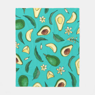 Realistische avocado: zomervoedselpatroon fleece deken