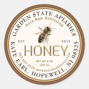 Realistische Bee Pure Raw Lokale In reliëf gemaakt Ronde Sticker