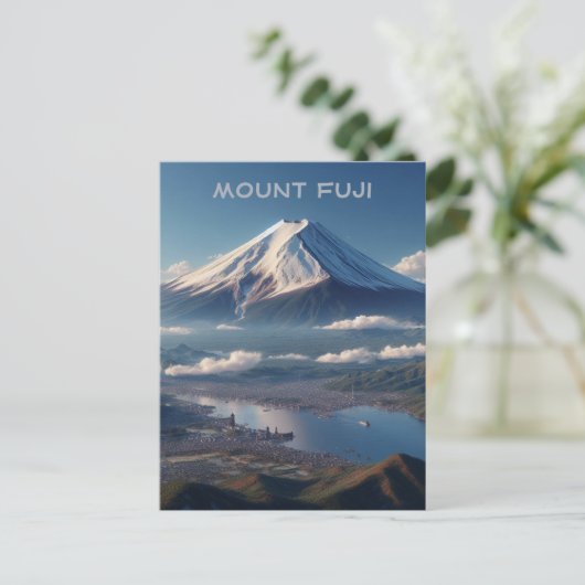 Realistische berg Fuji landschap Japan Reizen Briefkaart (Staand voorkant)