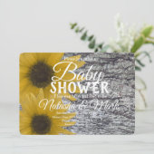 Realistische berkenhouten zonnebloemen babyfeest kaart (Staand voorkant)