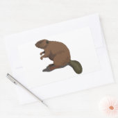 Realistische Bever Rechthoekige Sticker (Envelop)