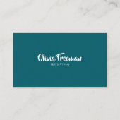 Realistische Blauwgroen & Witte Kat Afbeelding Hui Visitekaartje (Achterkant)