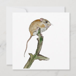 Realistische boommuis in een waterverf feestdagenkaart
