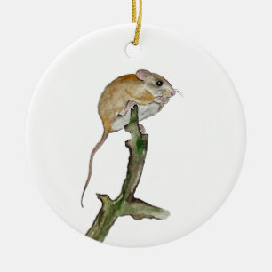 Realistische boommuis in een waterverf keramisch ornament