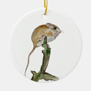Realistische boommuis in een waterverf keramisch ornament