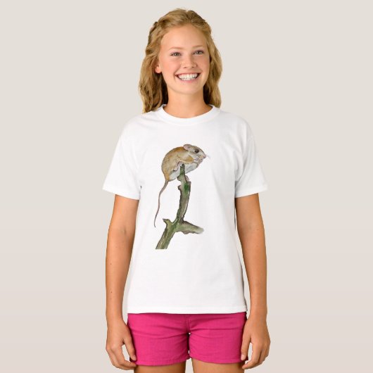 Realistische boommuis in een waterverf t-shirt (Voorkant volledig)