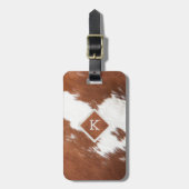 Realistische bruine en witte koeienhuid textuur mo bagagelabel (Voorkant verticaal)