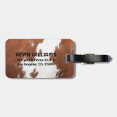 Realistische bruine en witte koeienhuid textuur mo bagagelabel (Achterkant horizontaal)