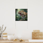 Realistische brullende Leopard Wildlife Illustrati Poster (Keuken)