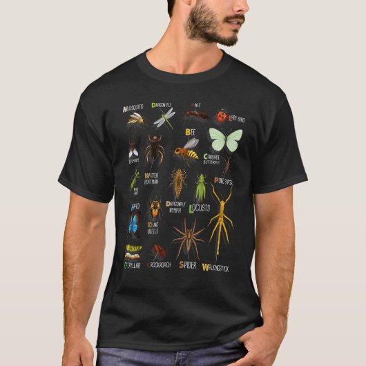 realistische Collectie-grafiek Soort insect Ent T-shirt (Voorkant)