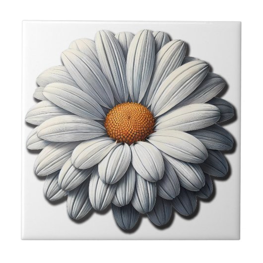 Realistische Daisy Flower Art Tegel Tegeltje (Voorkant)