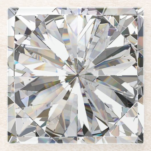 Realistische diamant: 3D close-up Glazen Onderzetter (Voorkant)