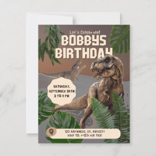 Realistische dinosaurus verjaardag uitnodiging