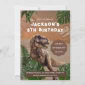 Realistische dinosaurus verjaardagsuitnodiging kaart (Voorkant)