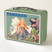 Realistische dinosaurussen en vulkaan aangepaste n (Achterkant)