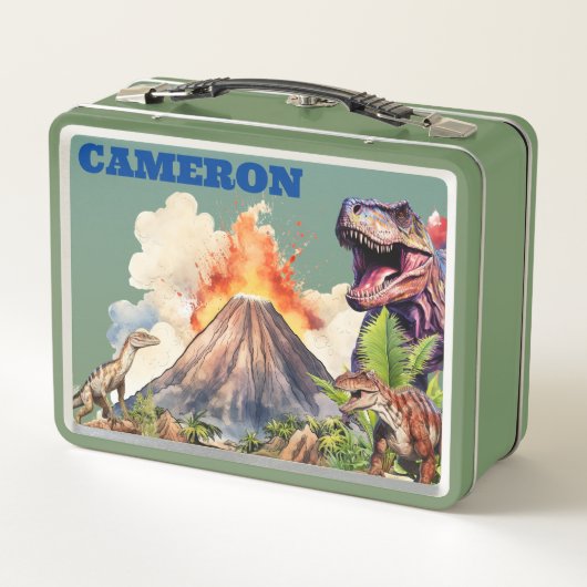 Realistische dinosaurussen en vulkaan aangepaste n (Achterkant)