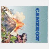 Realistische dinosaurussen en vulkaan aangepaste n fleece deken (Voorkant (Horizontaal))