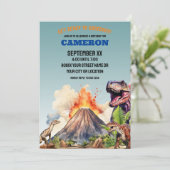 Realistische dinosaurussen en vulkaan kaart (Staand voorkant)