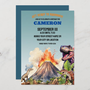 Realistische dinosaurussen en vulkaan kaart