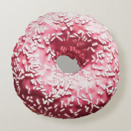 Realistische Donut met Roze Frosting & Sprinkles Rond Kussen