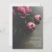 Realistische dramatische bloemenbruiloft pioenroze kaart (Voorkant)